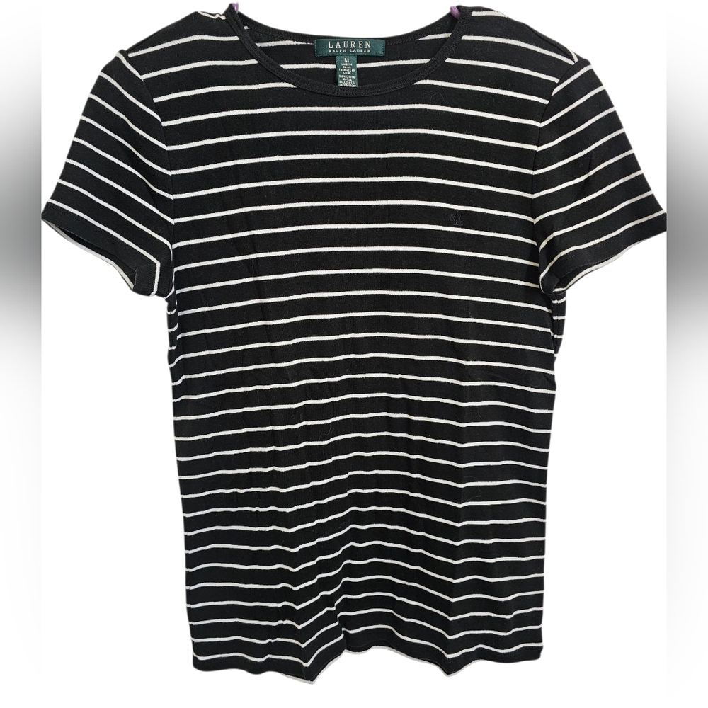 Lauren Ralph Lauren Black and White Striped T-Shirt